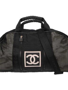 Chanel Black Nylon Sport Line Duffle 2way Handbag 187291